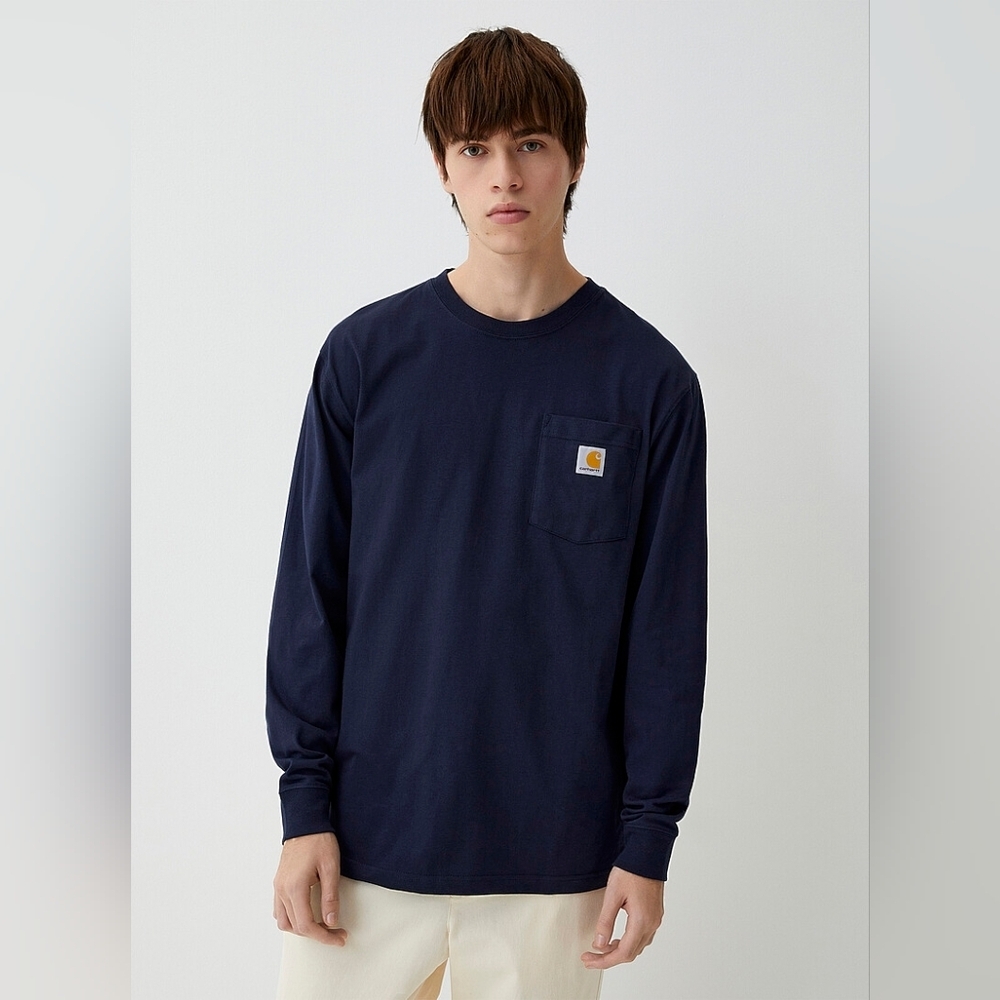 Carhartt Men's Deep Blue Long Sleeve Tee Size XL 100% Cotton